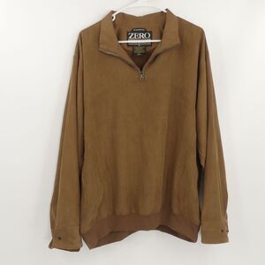 Zero Restriction Golf Herringbone Microsuede Pullover‎ Brown Men's Large L